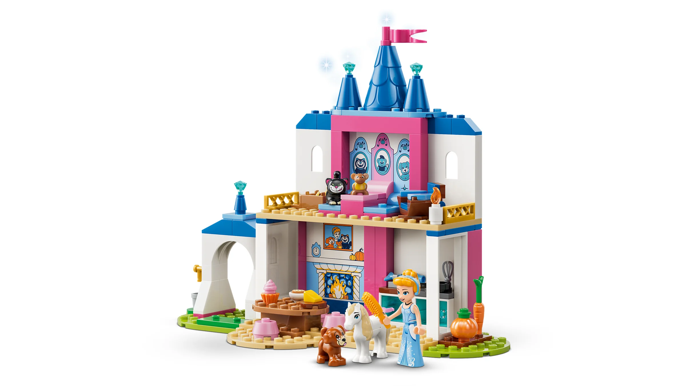 Castelul prietenilor animali ai Cenușăresei LEGO Disney. Set colorat, distractiv și ușor de construit.
