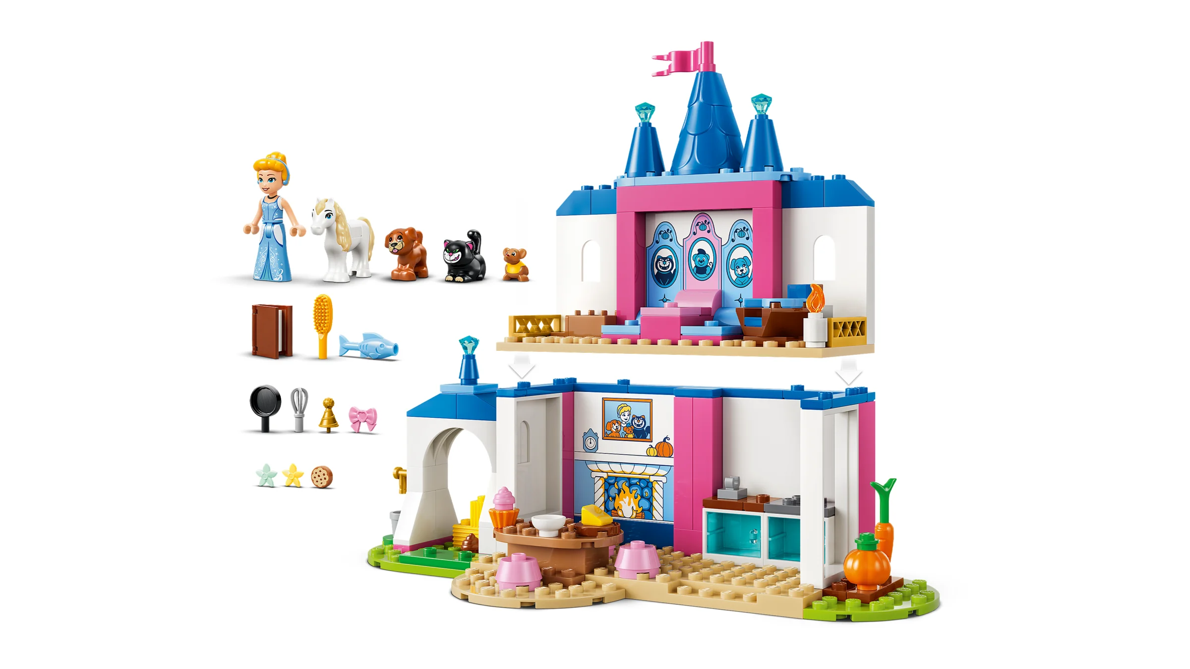Castelul prietenilor animăluțe a Cenușăresei LEGO Disney. Detalii interactive și figurine adorabile.