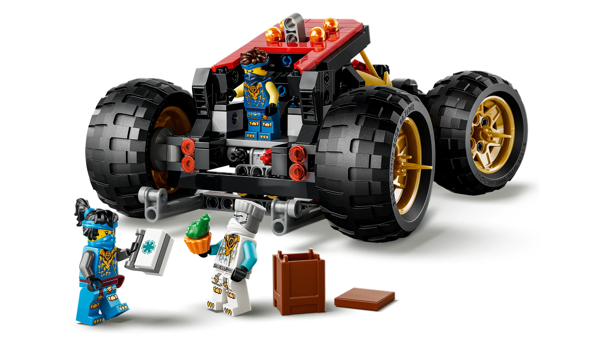 Imagine cu Land Bounty și minifigurinele Ninjago, detaliind aspectul și caracteristicile setului.