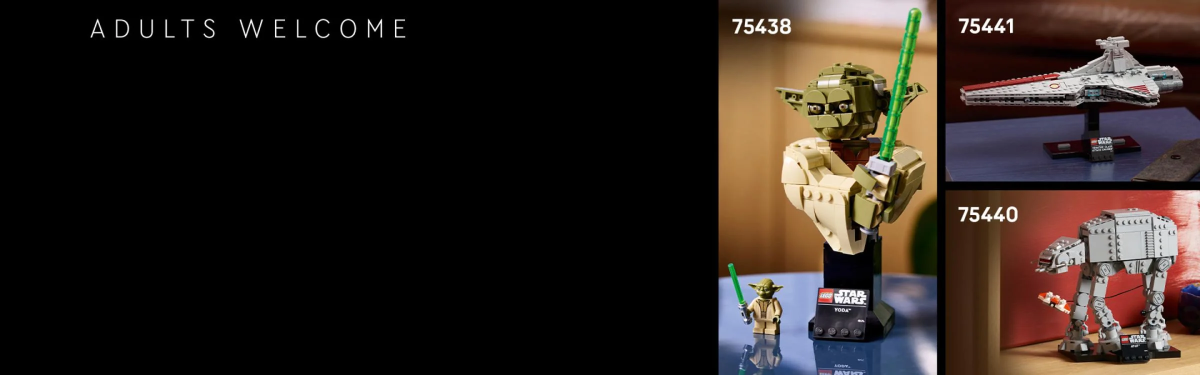 Imagine cu bustul Yoda LEGO Star Wars (75438) și alte modele Star Wars.