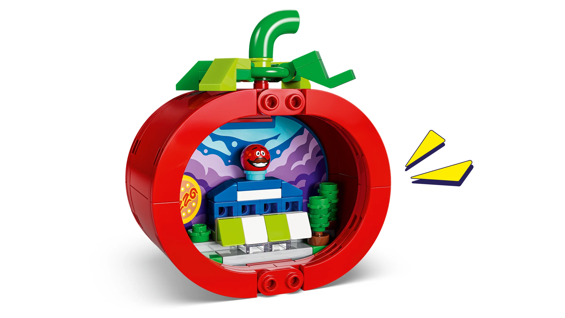 Imagine cu modelul LEGO Tomatohead (77079) din Fortnite, arătând detaliile construcției.