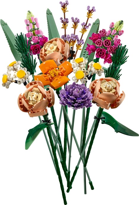Setul LEGO 10280 Buchet de flori, o construcție detaliată cu diverse flori colorate pentru decor.