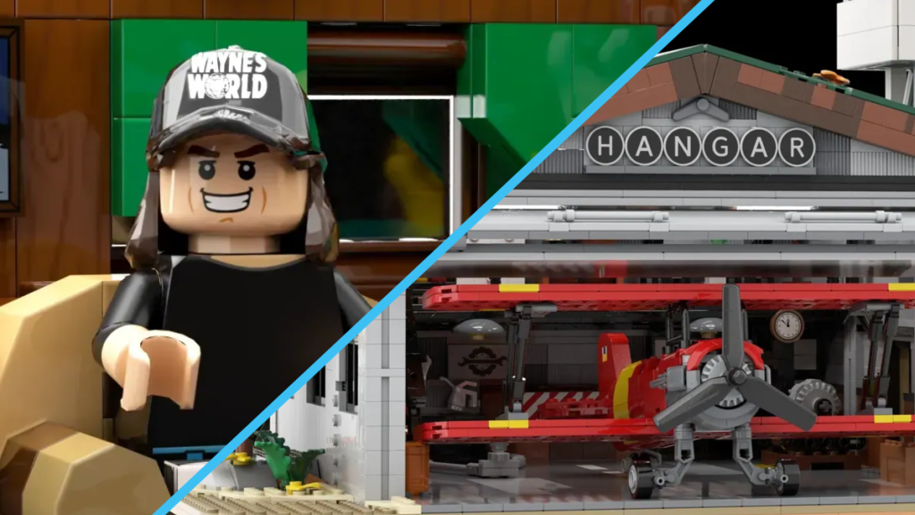 Noi proiecte fan-made ating pragul de 10.000 de voturi: Wayne’s World și un hangar aviatic spectaculos intră în etapa de review LEGO Ideas